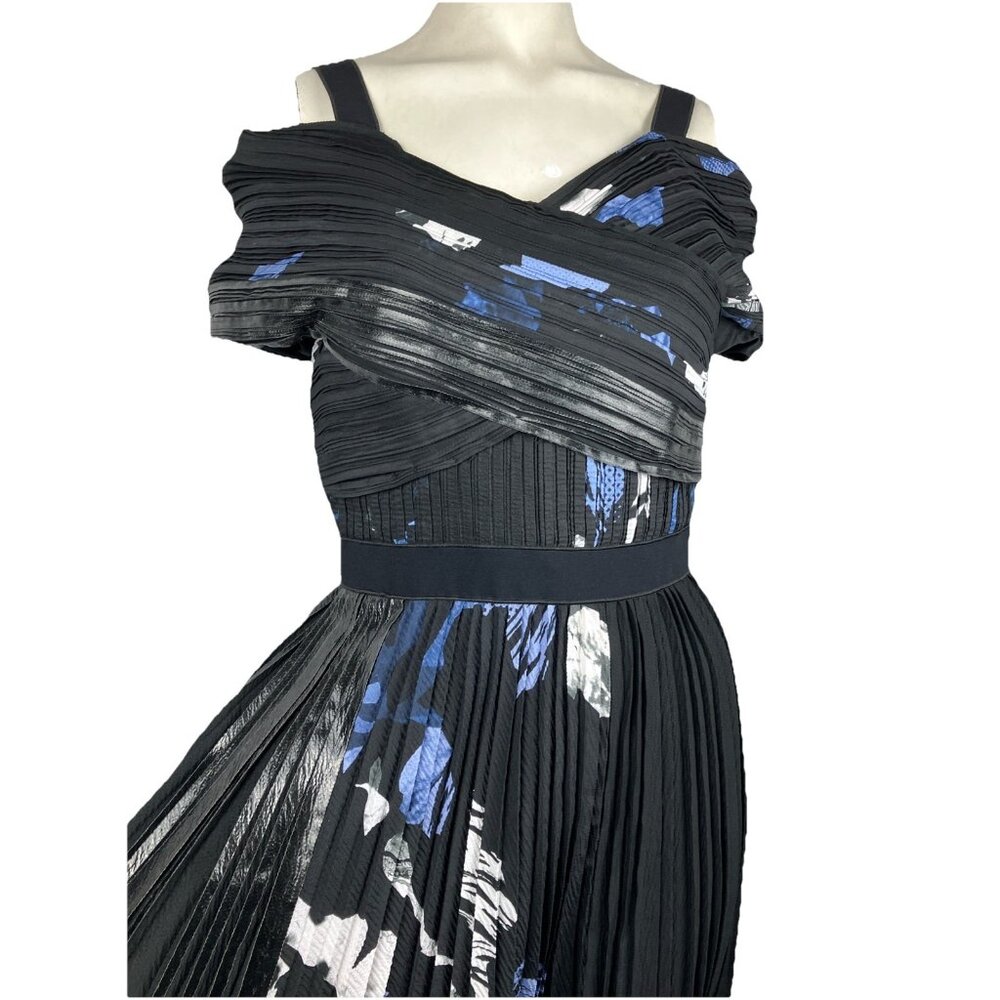 4  Proenza Schouler Silk Blend Draped Collar Cold Shoulder Fit Flare Circl Dress